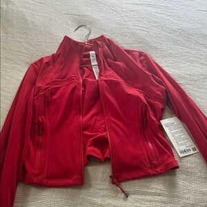 Dark red cropped lululemon define jacket